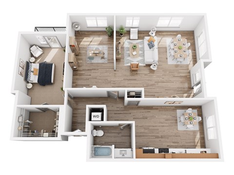 Floor plan for 1 bed, 1 bath, 1418 sqft